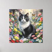 Kitten in de bloementuin canvas afdruk (Voorkant)