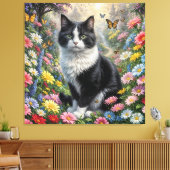 Kitten in de bloementuin canvas afdruk (Insitu (Woonkamer))