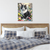 Kitten in de bloementuin canvas afdruk (Insitu (Slaapkamer))