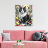 Kitten in de bloementuin canvas afdruk (Insitu (Woonkamer))