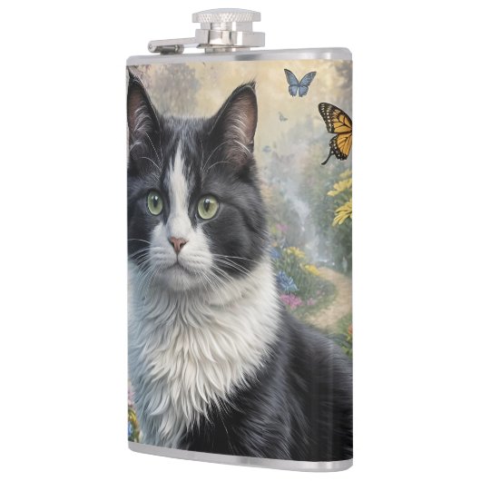 Kitten in de bloementuin heupfles (Links)