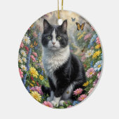 Kitten in de bloementuin keramisch ornament (Links)