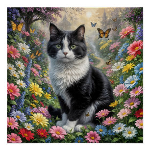 Kitten in de bloementuin perfect poster