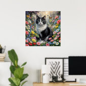 Kitten in de bloementuin poster (Thuiskantoor)