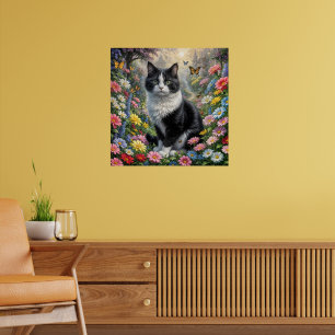 Kitten in de bloementuin poster