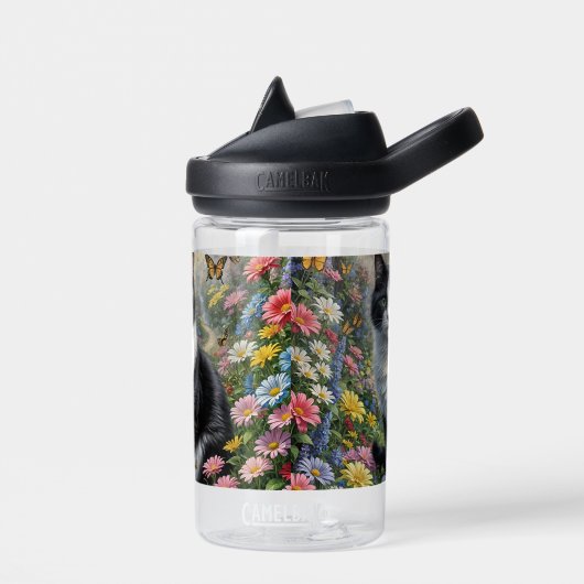 Kitten in de bloementuin waterfles (Links)