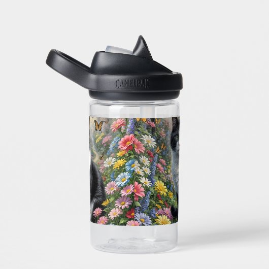 Kitten in de bloementuin waterfles (Rechts)