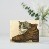  kitten in de schoen briefkaart (Staand voorkant)