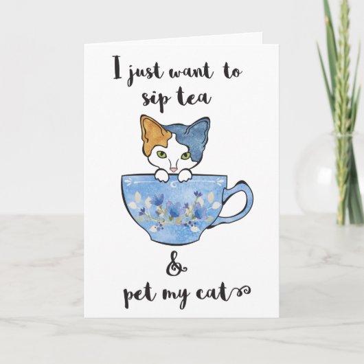Kitten in de Tea Cup Kaart (Voorkant)