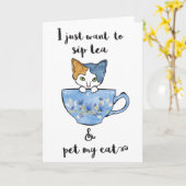 Kitten in de Tea Cup Kaart (Gele Bloem)