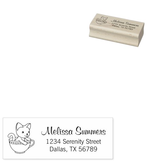 Kitten in een beker - Kat in een Teacup-adres Rubberstempel (Gestempeld)