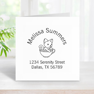 Kitten in een beker - Kat in een Teacup Arch Adres Rubberstempel