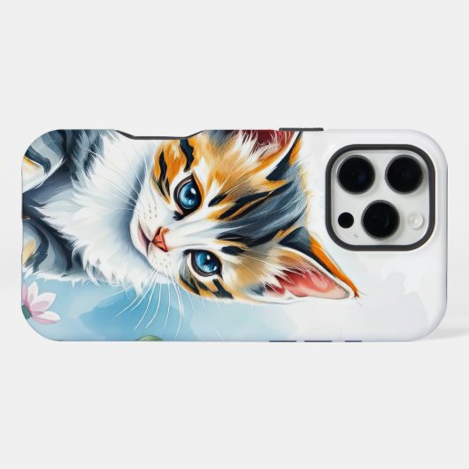 Kitten in een bloementuin iPhone hoesje (Achterkant horizontaal)