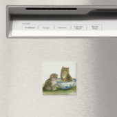 Kitten in een Blue China Bowl Magneet (Insitu (Vaatwasser))