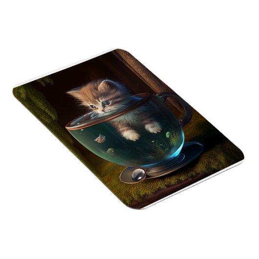 kitten in een flexibele teacup magneet (Rechterzijde)