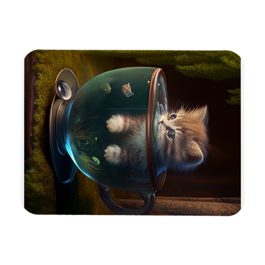 kitten in een flexibele teacup magneet (Horizontaal)