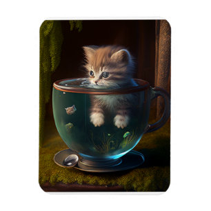 kitten in een flexibele teacup magneet