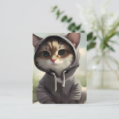 Kitten in een Hoodie Briefkaart (Staand voorkant)