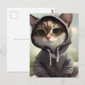 Kitten in een Hoodie Briefkaart (Voorkant / Achterkant)