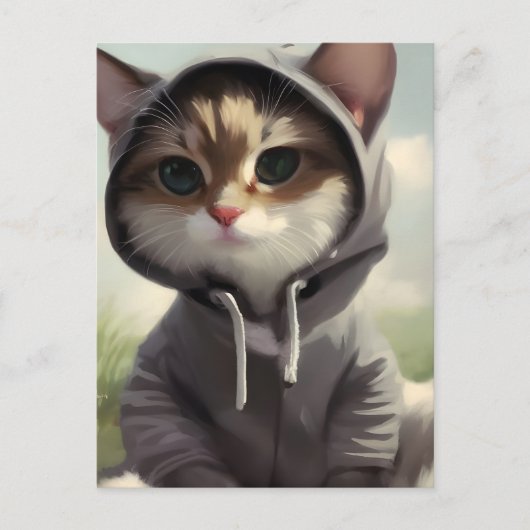 Kitten in een Hoodie Briefkaart (Voorkant)