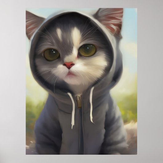 Kitten in een Hoodie Poster (Voorkant)