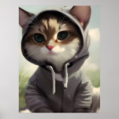 Kitten in een Hoodie Poster (Voorkant)