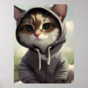 Kitten in een Hoodie Poster