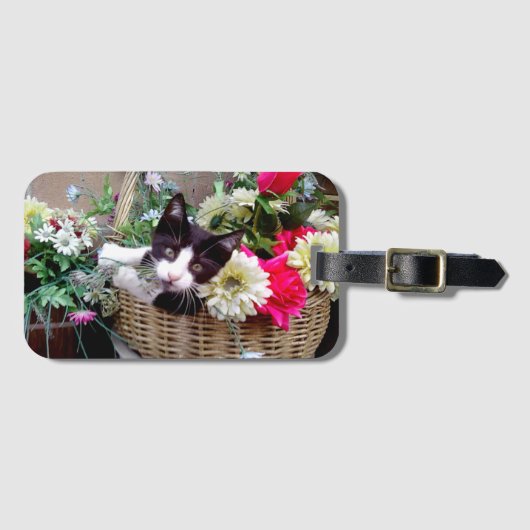 Kitten in een mand bagagelabel (Voorkant (horizontaal))