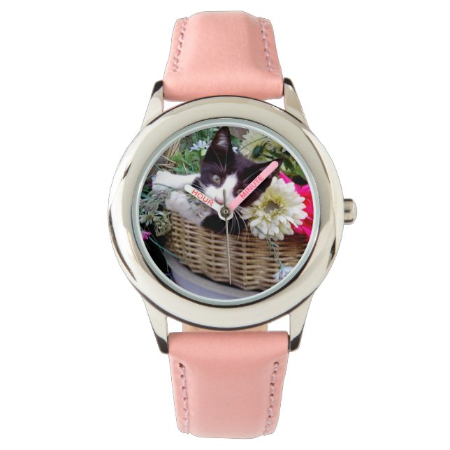Kitten in een mand horloge (Voorkant)