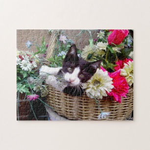 Kitten in een mandje legpuzzel