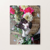 Kitten in een mandje legpuzzel (Verticaal)