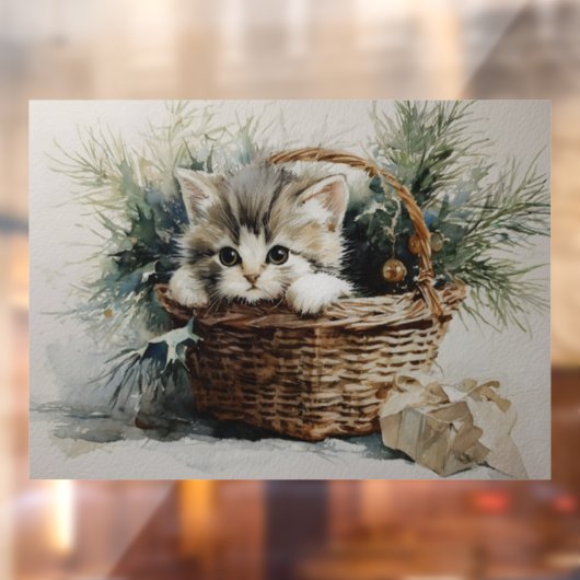 Kitten in een mandje raamsticker (Vel 2)