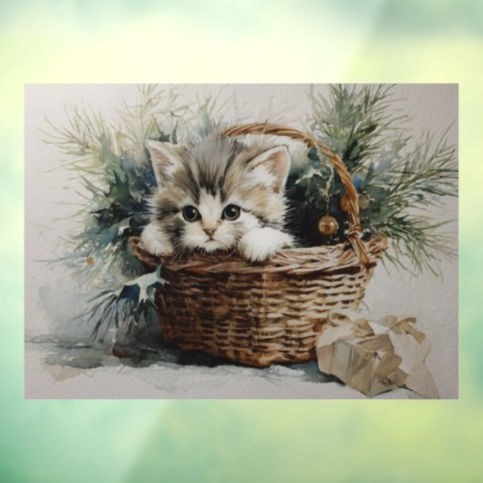 Kitten in een mandje raamsticker (Vel 3)