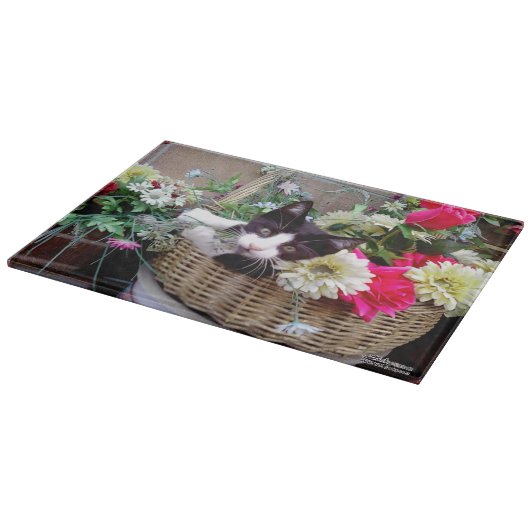 Kitten in een mandje snijplank (Hoek)