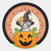 Kitten in een pompoen Halloween Sticker (Voorkant)
