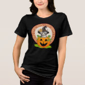 Kitten in een Pompoen Halloween Tri-Blend Shirt (Voorkant)