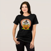 Kitten in een Pompoen Halloween Tri-Blend Shirt (Voorkant volledig)