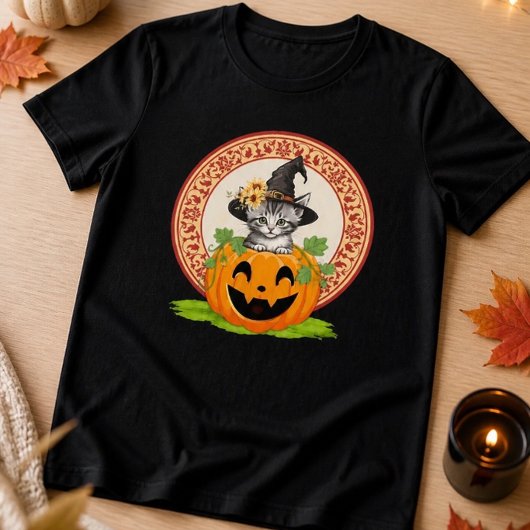 Kitten in een Pompoen Halloween Tri-Blend Shirt