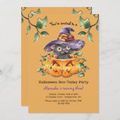 Kitten in een Pumpkin Birthday Party Kaart (Voorkant / Achterkant)