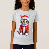 Kitten in een rode en witte kerst trui Kind T-shirt (Voorkant)