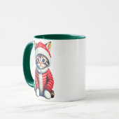 Kitten in een rode en witte kerst trui mok (Voorkant links)