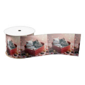 Kitten in een rode hart Snoep doos Satijnen Lint (Spoel)