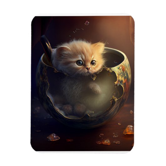 Kitten in een teacup flexibel magneet (Verticaal)