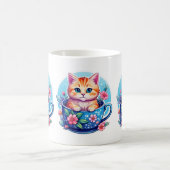 Kitten in een theekopje koffiemok (Center)