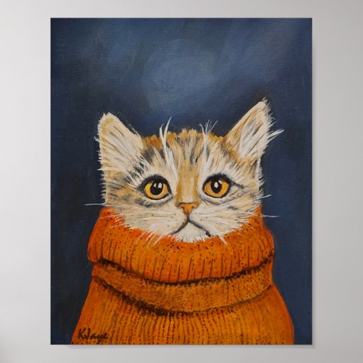 Kitten in een trui - Fine Art Print voor kattenlie (Voorkant)