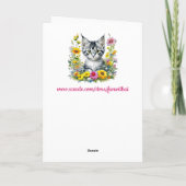 Kitten in Gele Bloemen Gepersonaliseerde Verjaarda Kaart (Achterkant)