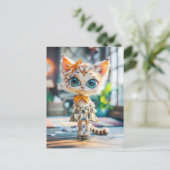 Kitten in gemodelleerde jurk binnenshuis feestdagenkaart (Staand voorkant)
