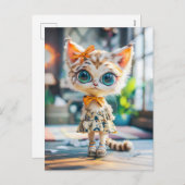 Kitten in gemodelleerde jurk binnenshuis feestdagenkaart (Voorkant / Achterkant)