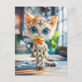 Kitten in gemodelleerde jurk binnenshuis feestdagenkaart