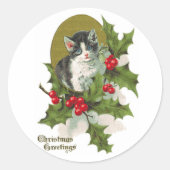  Kitten in Holly Sticker (Voorkant)